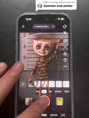 The cover image shows a smartphone screen with a strange puppet-like creature. The app interface and a recording in progress icon are visible, with a comment bubble overlaid.