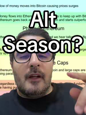 The cover shows a man with glasses in front of a background displaying what appears to be a text feed with colored backgrounds. Overlaid on the man's face is "Alt Season?" in bold, outlined white text.