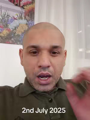 A man with a shaved head looks directly at the camera, with the text '2nd July 2025' overlaid at the bottom. The background includes abstract floral artwork.