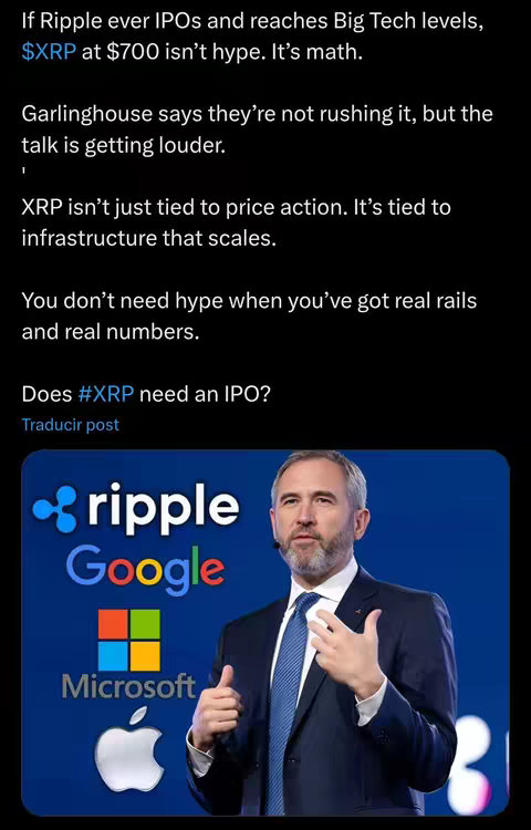 The cover image features a man in a suit, gesturing with his right hand. The backdrop is a mix of blue and blurred logos. The words "ripple" and "Google" are placed on the image. Other logos representing Microsoft and Apple are also there.