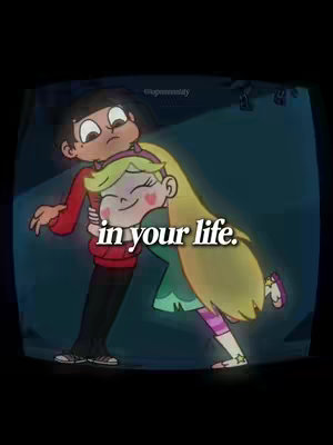 Animated image of two cartoon characters, a boy and a girl, hugging. The boy, dressed in a red hoodie and black pants, has his arms around the girl, whose hair is blonde and whose face is leaning on the boy's shoulder. Text overlaying the image reads 'in your life.'
