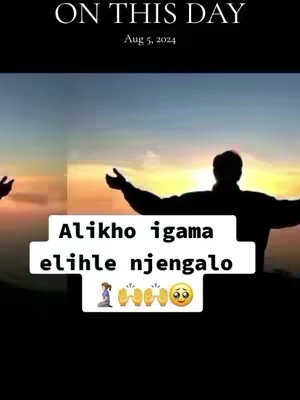 The cover image has a sky at sunset or sunrise as the background, with a silhouetted figure in the center with arms raised, partially visible hills, and a text overlay in a white box at the bottom is displaying text with some emoji.