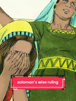 An artistic illustration depicts two figures, likely illustrating biblical history. The main focus is on a woman, with her face obscured by her hands, suggesting distress or sorrow. She is wearing a yellow head covering with blue trim and a red garment. To her right stands another woman in a green dress, gesturing with her arm. The background features soft colors.