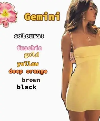 The image displays a woman in a yellow dress with text overlays. The background is solid white.