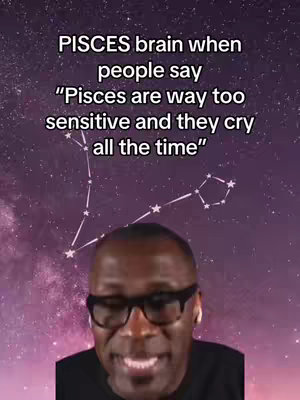 A man with glasses is shown from the chest up against a purple galaxy background. Overlayed on top is white text. Over the person is a constellation of stars.