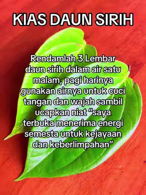 The image features three green betel leaves set against a reddish-brown background. Text overlays are in white font. The leaves are well-lit, showcasing their texture and natural green color. The composition is simple but informative, with the text directly instructing viewers to use the leaves.