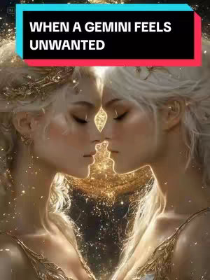 An artistic image featuring two ethereal female figures facing each other. They have fair skin and long, flowing white hair, adorned with golden headpieces. Gold sparkles and glowing light emanate from the space between them. The image is vertical, with a black and teal banner at the top containing white text.
