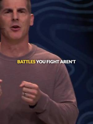 A medium shot features a man speaking with his hands. A text overlay at a bottom reads 'BATTLES YOU FIGHT AREN'T' in yellow.