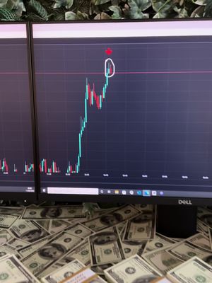 The cover image shows two computer monitors displaying a stock chart, with upward trends highlighted. The foreground is covered in US dollar bills. There is a green leafy background behind the monitors.