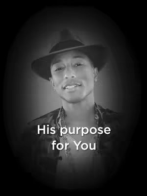A black and white image featuring a man with a hat looking slightly upward, with the text 'His purpose for You' overlaid on the image.