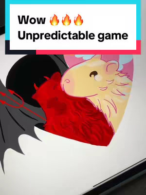 The image features a digital illustration of two figures within a heart-shaped frame. One figure is a fluffy yellow creature with pink accents, resembling a capybara, while the other is a red devilish figure with horns and a tail, set against a dark background with a black wing attached to a moon.