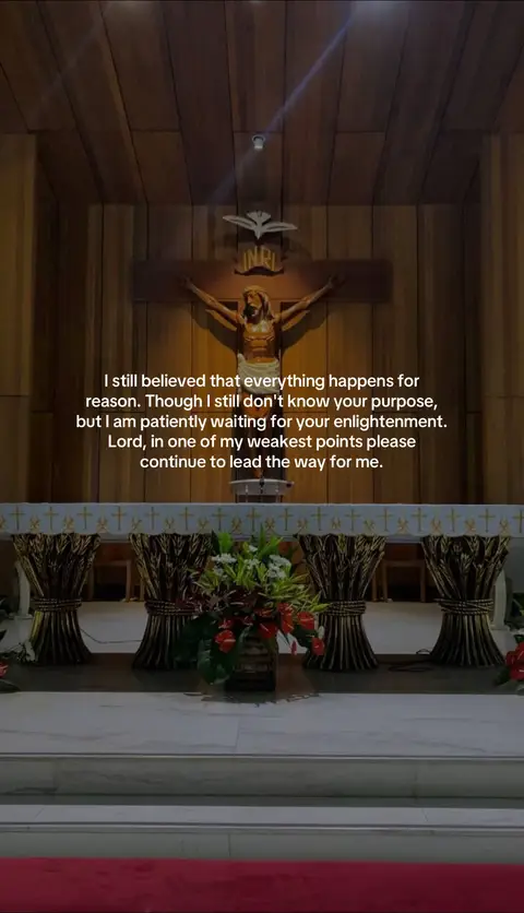 The cover image showcases an interior of a church. A crucifix with an image of Jesus Christ hangs at the center, above an altar that has candles and bouquets of flowers. The text is overlaid on the image using a white font.