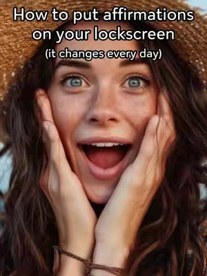 A close-up shot of a woman with fair skin, wide blue eyes, and a surprised expression. She has brown curly hair and is wearing a straw hat. The background is out of focus. Her hands are on her cheeks, and her mouth is wide open.