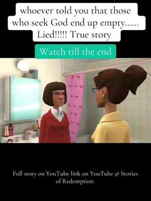 The image features an animated scene set in what appears to be a bathroom. Two female animated figures are present, with one facing the camera and the other turned away. Text overlays are placed at the top, inside a green box, and at the bottom in a thin white bar. The overall color scheme is muted, with soft lighting.