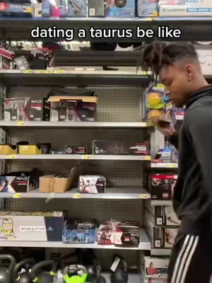 A man stands in a store aisle, looking at his phone. Shelves filled with products surround him, with text overlayed. The setting appears to be a retail store.