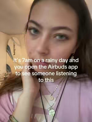 A close-up shot of a young woman's face. Text overlays the image, stating the time and situation related to an app.