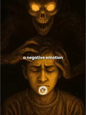 A digital art piece depicting a person with closed eyes and a distressed expression, with a skeletal figure extending arms towards the person’s head. The person has a glowing circle over their mouth. The overall composition is dark, with a limited color palette of browns and oranges, and a central focus on the distressed individual.