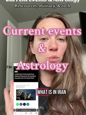 A woman with brown hair stands in front of a light-colored background. Text overlays describe the video's topic, and she holds a phone displaying an article.