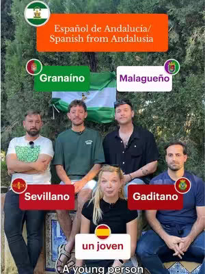 The image shows a group of five people, four men and one woman. They are standing or sitting outside, with green foliage in the background. Colorful text labels with flags are placed around each person, and text overlayed with the title of the video is at the top. The overall composition is well-lit and the people are likely the subject of an educational or comparison-style video.