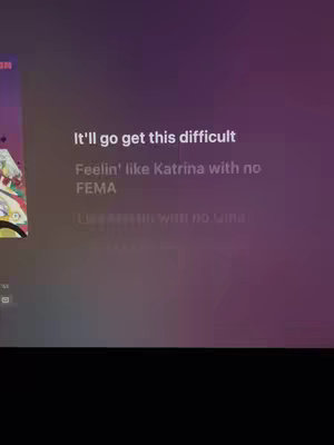 The cover image is a screenshot with a gradient purple background. Centered on the screen, overlapping each other, are a series of white text lines containing lyrics. On the top left, there is an album cover.