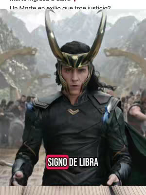 The image shows a screenshot from a movie featuring Loki with the helmet of horns as he stands in a scene of a battlefield with lots of figures in the background.
