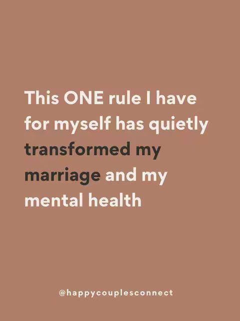 A square image with a solid, muted brown background. In the center, there is white text arranged in a stacked format, with some words in bold. At the bottom, the text '@happycouplesconnect' is displayed.