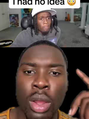 The cover image is a split-screen. The upper portion shows a man with short dreadlocks, wearing a white cap and headphones, looking confused and shocked. The text overlay at the top states 'I had no Idea'. The bottom portion is a close up of a man with short hair, looking at the camera with open mouth, and a hand pointing towards the head area. The background is plain black.