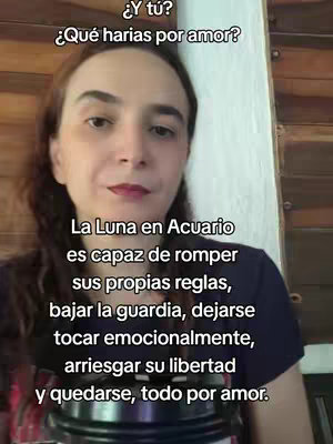 A woman with light brown hair is centered in the video's frame, her gaze directed towards the camera. Above her, text in white font reads "¿Y tú?" and "¿Qué harias por amor?" Overlaid below and to her left is more white text with a description, while her background is minimal.