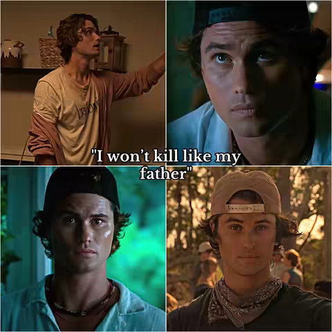 The cover image is a collage of four separate images of a young man who appears to be an actor. The images are of the profile's face, or a section of the character's form against various background, some outdoors some indoors. In the center, there is a text bubble in white with black font that reads: "I won't kill like my father". The colors are vibrant, utilizing greens, yellows, browns, black and white. The lighting is varied across the different frames.
