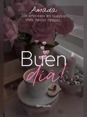 The image features a serene composition with a cup of coffee, flowers, and a lit candle, all bathed in soft, warm lighting. The layout is balanced, with the text and graphics arranged to create a cohesive and inviting visual experience.