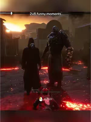 The cover image shows a scene from a video game, likely Dead by Daylight, featuring two characters: a cloaked figure resembling the Ghostface killer and a large, muscular character. The setting appears to be a gritty cityscape or industrial area, with a fiery sunset or sunrise in the background, suggesting a dramatic or intense atmosphere. A third figure is down on the ground with a "Recover" icon above them.
