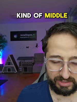 A selfie-style video cover image showing a man with a beard and glasses in front of an indoor background. The text overlay says 'KIND OF MIDDLE', and there's a logo on the wall.