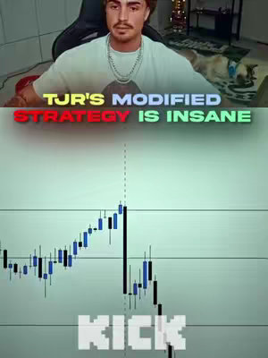 The cover image is split into two sections. The top half features a person with brown hair, a white t-shirt, and a silver chain necklace sitting in front of a desk. Above the person, there's a text overlay that conveys the main message of the video, The bottom half displays a candlestick chart with a sharp drop pattern, under which the word "KICK" is displayed.