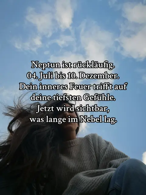 The cover image shows a person with long hair in front of a blue sky filled with clouds. Text overlayed on the image provides content for astrological reading services.