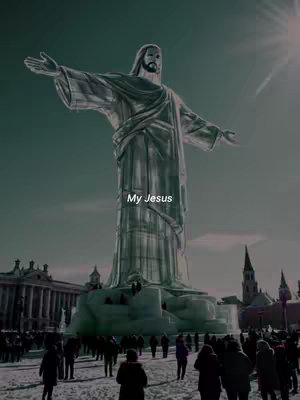 The cover image shows a large statue of Jesus with open arms against a slightly green-tinted sky. The statue is in a city setting with what appears to be snow on the ground. In the sky, there is a bright light source, potentially the sun. Below the statue is a text overlay that reads 'My Jesus'.