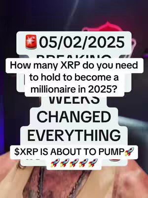 The image features multiple overlaid rectangular text boxes against a blurred, dark background, likely a live video recording. The text boxes contain text about XRP cryptocurrency and its potential for growth in 2025. The overall layout is designed to draw attention to the video's message through a stacked arrangement of text and visual elements.