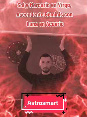 The cover image features a man in a black top, positioned in the center of the frame with his arms raised. Behind him is a dark backdrop with what appears to be a decorative circular element. The background is engulfed in a red, possibly fiery, effect. Text overlays in white and pink are at the top, while a stylized logo with the word 'Astrosmart' is at the bottom.