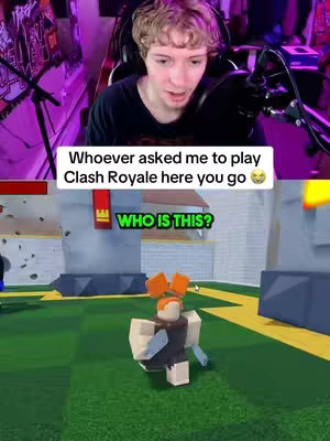 The cover image shows a split screen. The top half features a young man, presumably the creator, looking at the camera with an animated expression. The bottom half shows a scene from a video game, featuring a cartoonish character standing in a battle arena.