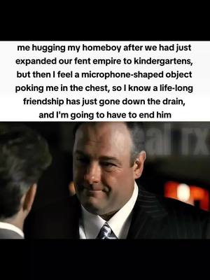 The image is divided into two main sections. The top part contains a text overlay in a simple white font against a black background, with multiple lines of text. The lower portion of the image features a scene from a television show; a man in a suit is looking at the camera, with another figure blurred in the background.