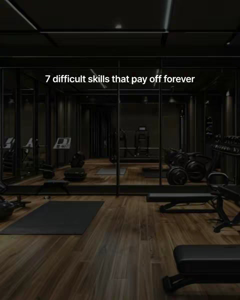 The cover image shows a dimly lit gym interior with a dark and moody aesthetic. The gym is equipped with various workout machines and free weights, reflecting a modern fitness environment. The room is largely monochromatic, filled with blacks, grays, and the wooden floor adding some contrast. A glass wall runs along the back, reflecting the gym equipment and enhancing the depth of the scene. The visual composition highlights the potential for a motivational or fitness-related theme.