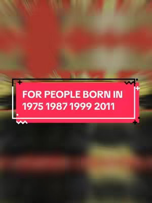 The cover image has a blurred background with red and yellow tones, suggesting fire or energy. Overlaid on this is a rectangular panel in bright red, edged with a black and white outline. Inside this panel, white text reads 'FOR PEOPLE BORN IN 1975 1987 1999 2011'. The layout is simple, intended to catch the viewer's attention with contrasting colors and bold text.