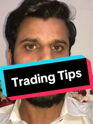 A man's face close-up with a teal and pink banner overlay displaying the text "Trading Tips".