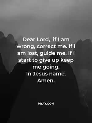 Monochrome image featuring a dark, silhouetted mountain range in the background, with text overlayed in white font. The text consists of a prayer addressing the Lord, asking for guidance and assistance.