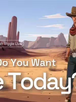 The image depicts a stylized desert landscape with a cowboy figure in the foreground. The background features mesas and a blue sky, suggesting a western setting. The cowboy, dressed in a hat, scarf, and western wear, stands with a slight pose, implying action or presentation. Overlay text is added to the image, giving a hook to video’s topic. The color palette is warm, dominated by tans, browns, and blues, which enhances the desert theme.