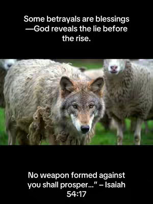 An image showing a wolf disguised as a sheep, with text overlays about betrayal and faith.