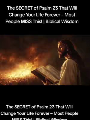 A digital illustration depicts a man, presumably Jesus, holding a book open while looking to the side. The background shows a fiery scene. The text overlay lists the title of the video.