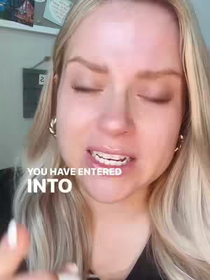 A close-up shot of a woman with blonde hair, wearing gold earrings, and speaking. The text overlay 'YOU HAVE ENTERED INTO' appears in a white font at the bottom of the image.