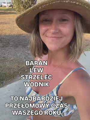 A woman is smiling at the camera while wearing a straw hat and a swimsuit top. Text overlays are on the image in white.