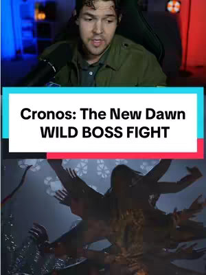 The cover image is split into two sections. The top section features a man with short brown hair and a green jacket, sitting in a gaming chair with a microphone in front of him. The background includes blue and red lighting. The bottom section shows a dark, stylized image of a multi-armed creature, possibly a boss from a video game. A white bar with black text overlays the middle of the image.