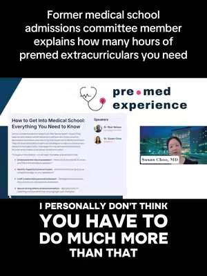 The cover image shows a vertical orientation with a black background. Text overlays in white and black are visible, with a central element of a medical logo. The image includes a screenshot of a webpage related to medical school applications and a video of a woman giving commentary.